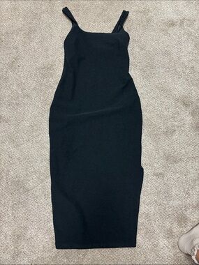 Beyond Yoga Black Square-Neck Midi Slip Dress